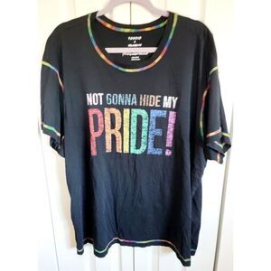 Torrid 3 Not Gonna Hide My Pride Rainbow Stitch Black Cotton Relaxed Tee Shirt